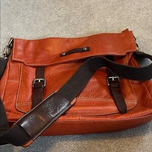 Marco Buggiani Stylish Orange and Brown Leather Messenger Bag